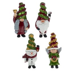 GAEM Фигурка декоративная "Ангел/Дед Мороз/Снеговик/Гном", L5 W3,5 H10,5 см, 4в.