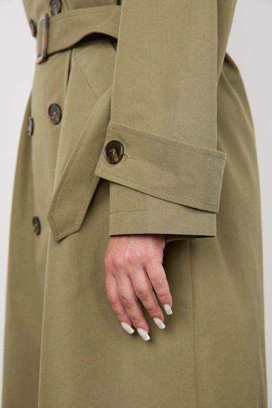 Тренч двубортный удлиненный, хаки