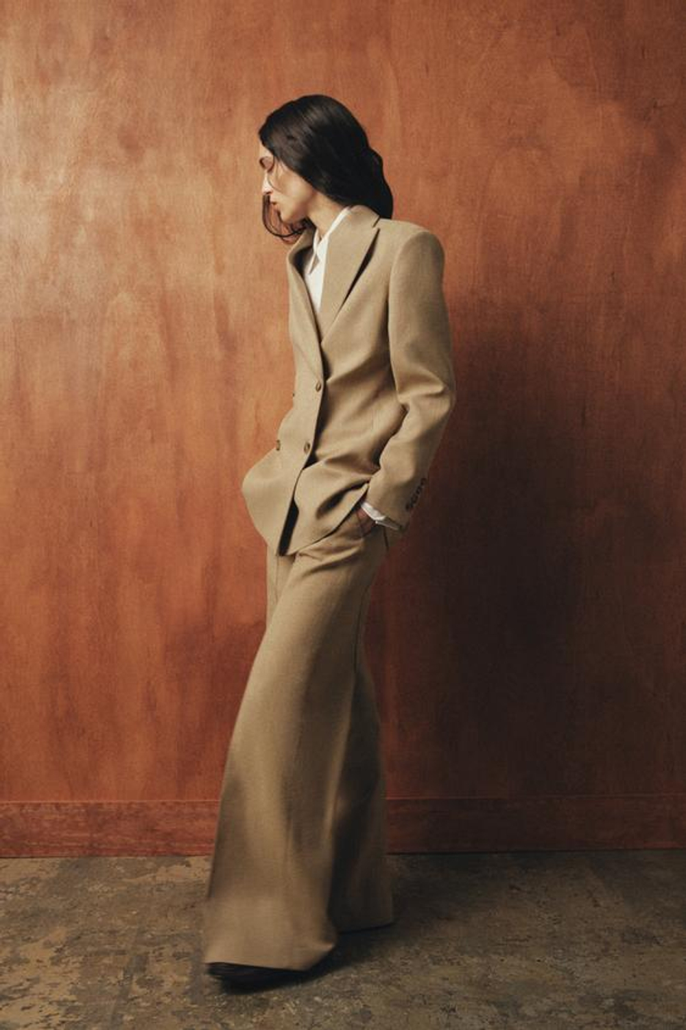 ZARA БРЮКИ ИЗ ШЕРСТИ СО СТРЕЛКАМИ — ZW COLLECTION, БЕЖЕВЫЙ