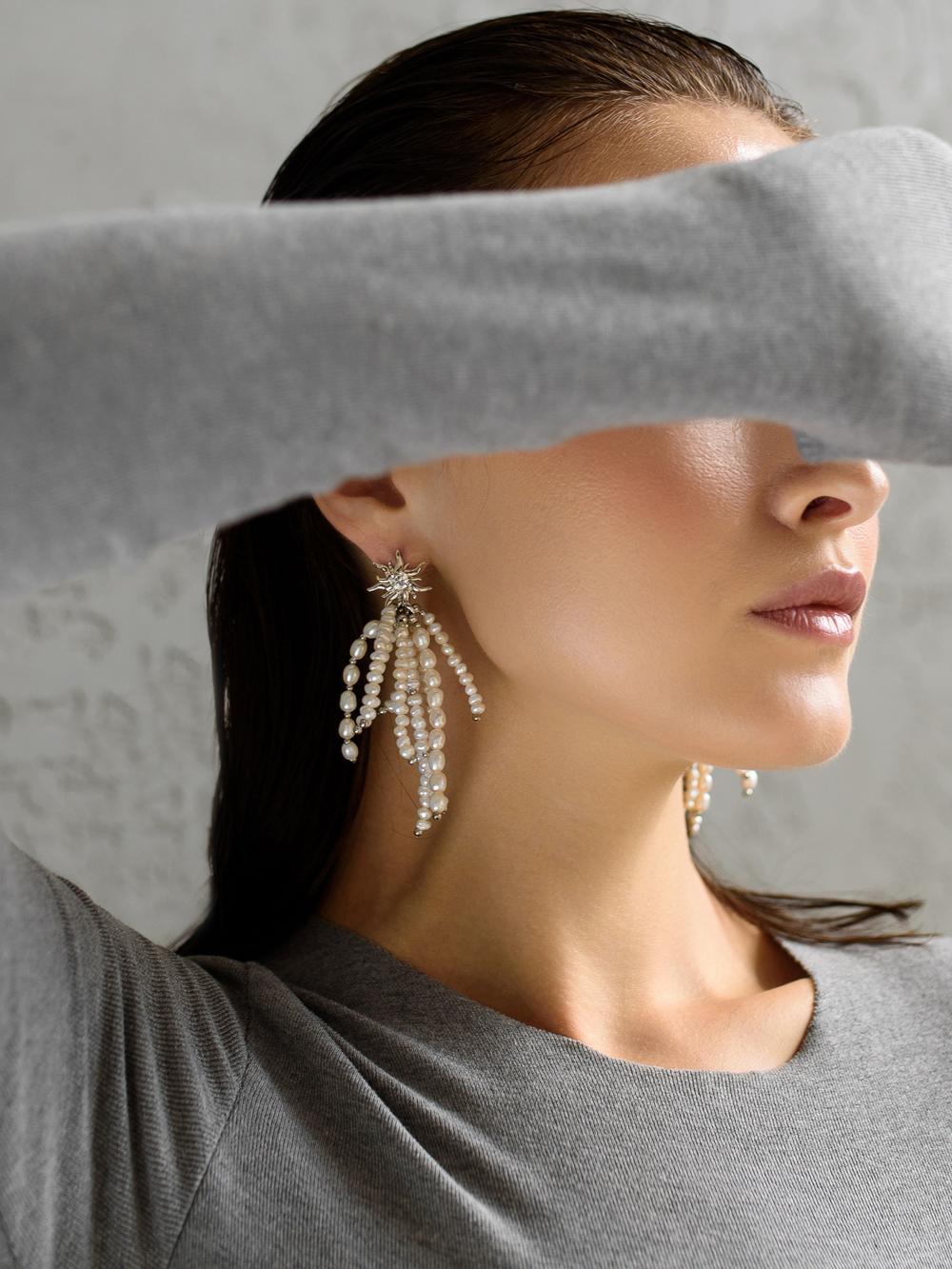 Серьги "Bunches" из жемчуга Silver