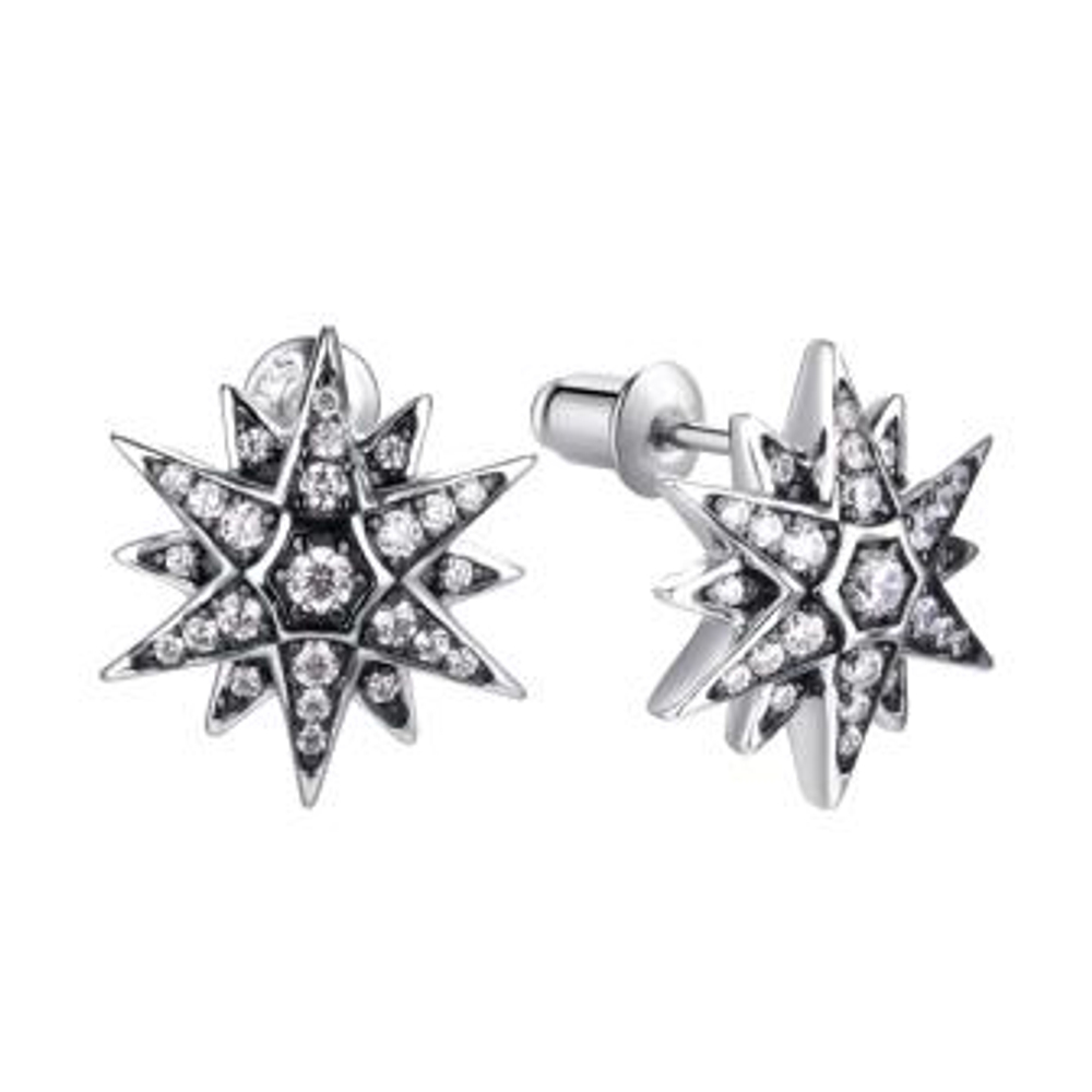 Серьги из серебра с фианитами