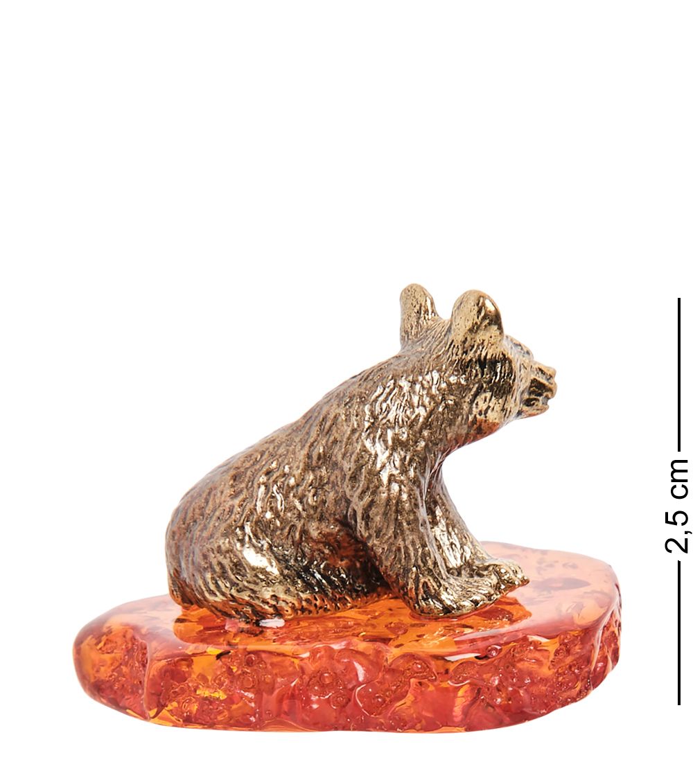 Народные промыслы AM-1668 Фигурка «Медведь лопоухий» (латунь, янтарь)