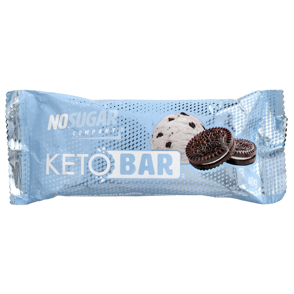 No Sugar Company, Keto Bar™, печенье и крем, 12 батончиков по 40 г