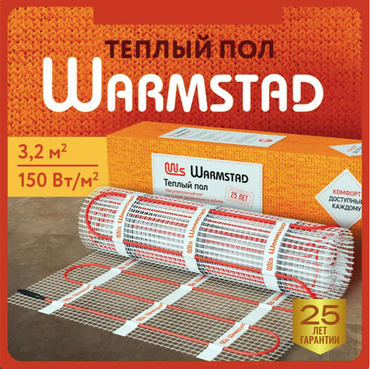WSM. ТЕПЛЫЙ ПОЛ WARMSTAD 485 Вт - 3,2 кв.м | Нагревательный мат для теплого пола