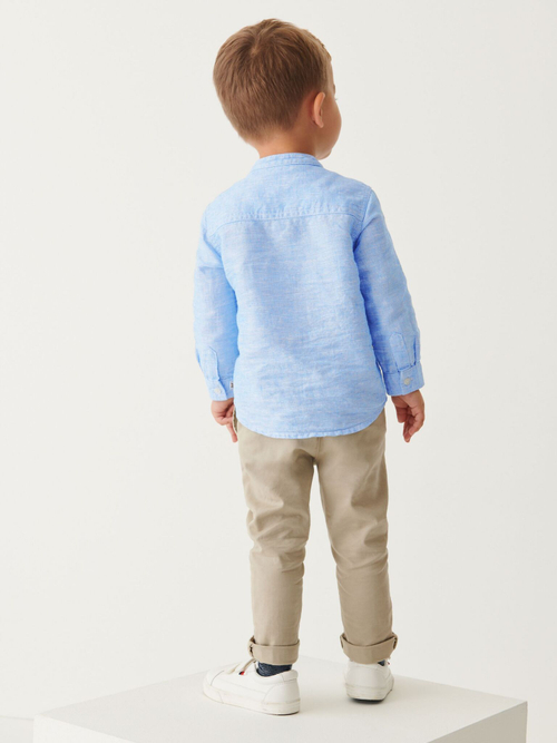 Рубашка льняная для мальчика Next U72-310, Голубой