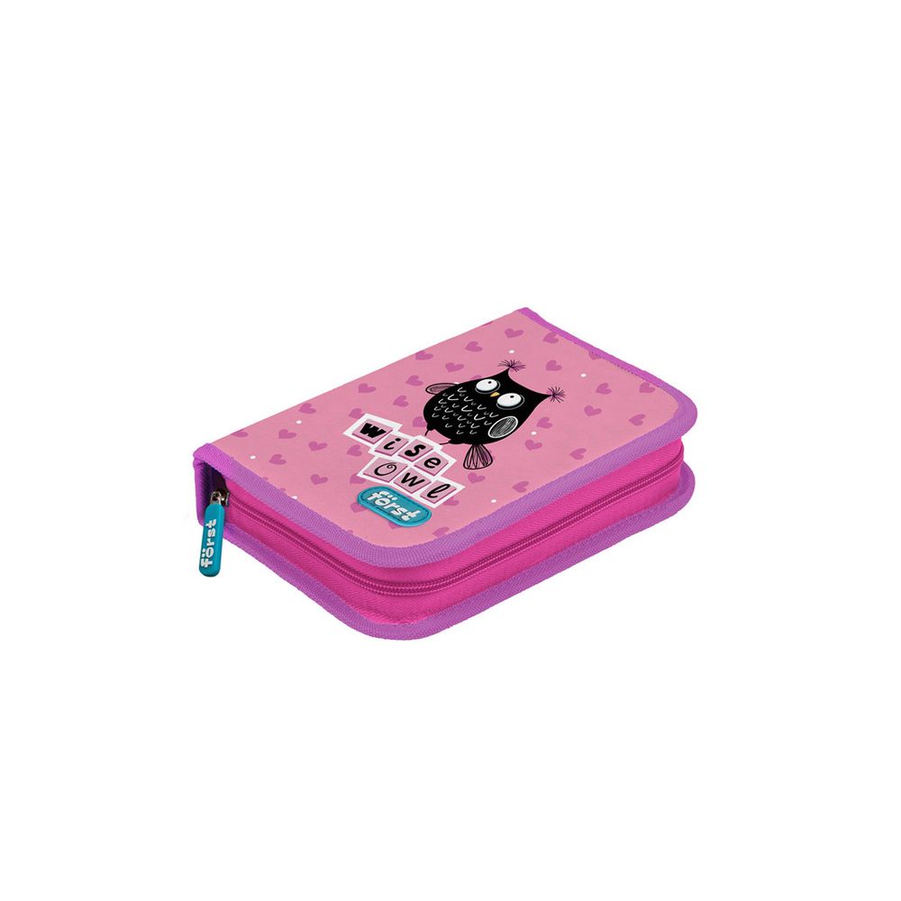 Пенал 1 отделение, 200*140*40 Först "Black owl", дополнительная откидная секция, полиэстер