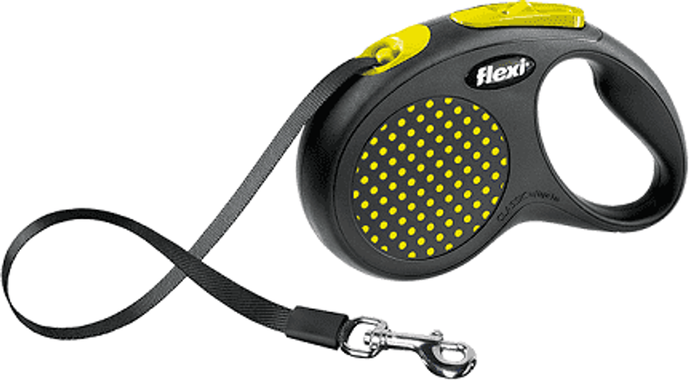 FLEXI рулетка Design M-L (до 50 кг) 5 м лента черная/желтый горох
