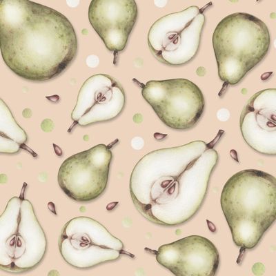 Груши в разброс на персиковом