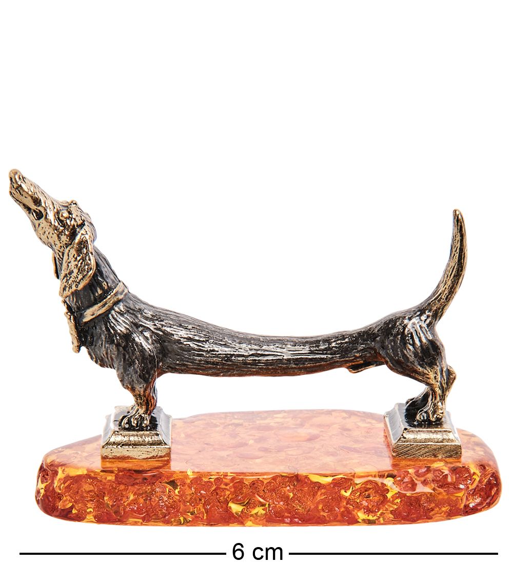 AM- 572 Фигурка «Такса Электричка» (латунь, янтарь)