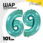 Шар фольгированный Цифра 9 101 см (Бирюзовый)