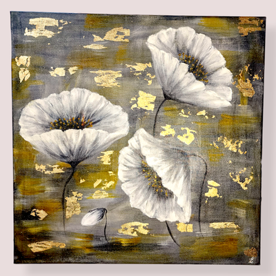 Картина «Белые маки» | Холст, акрил 50х50 см | Художница Ефимова Ольга