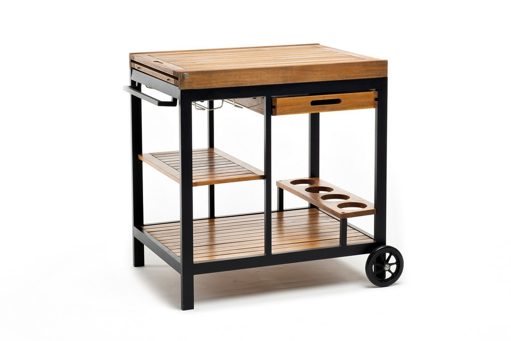 Стол сервировочный Joygarden НОРД раздвижной, темный графит, коричневый