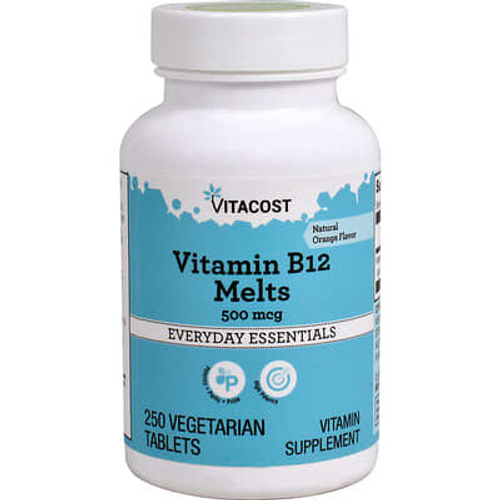 Vitacost, витамин B12, со вкусом натурального апельсина, 500 мкг, 250 вегетарианских таблеток