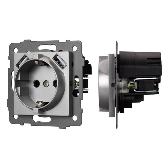 Механизм розетки с USB зарядкой SCT-MUAA-PL-GR-V (250V, 16A) Arlight 049820
