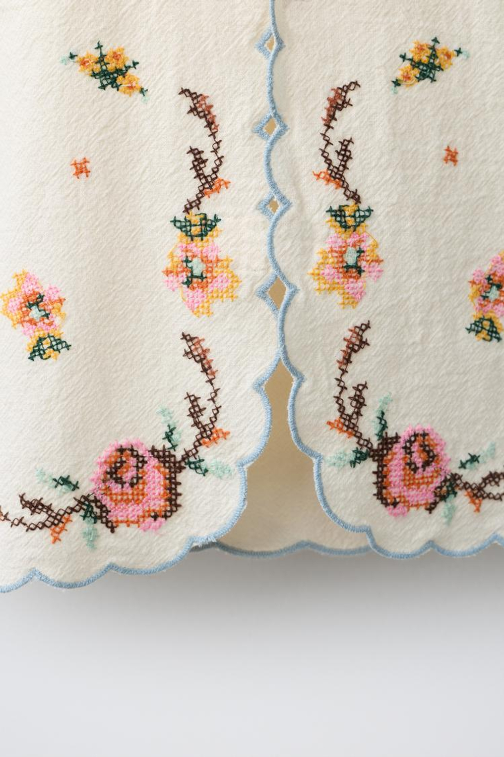 ZARA БЛУЗА С ВЫШИВКОЙ, ЭКРЮ