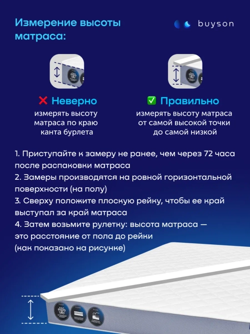 Матрас BuyBest, 22 см, средняя жесткость, независимые пружины