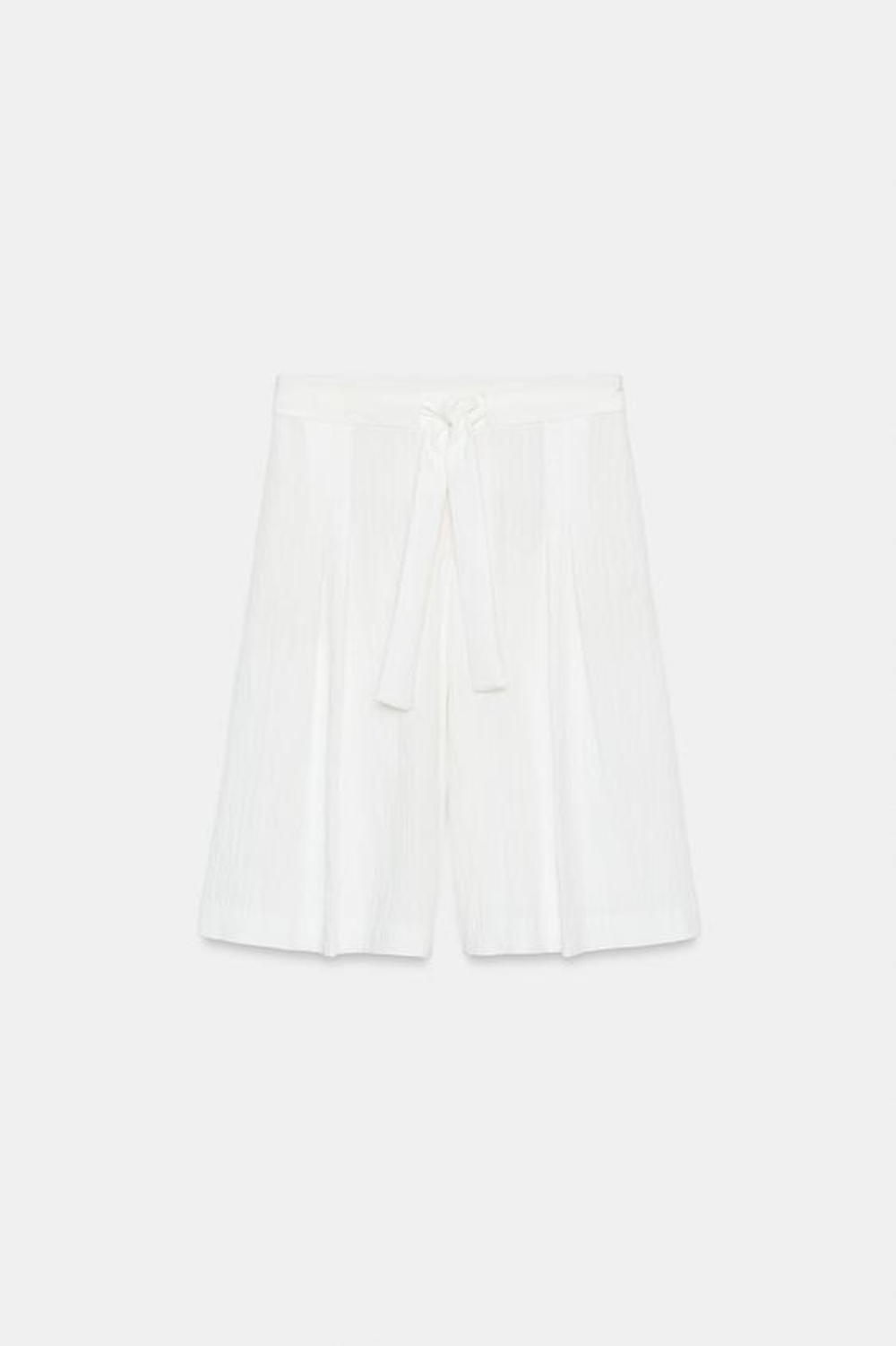 ZARA ДЛИННЫЕ ШОРТЫ С ПОЯСОМ — ZW COLLECTION, ЖЕЛТОВАТО-БЕЛЫЙ