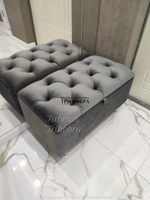 Банкетка серый ВЕЛЮР с нишей для хранения