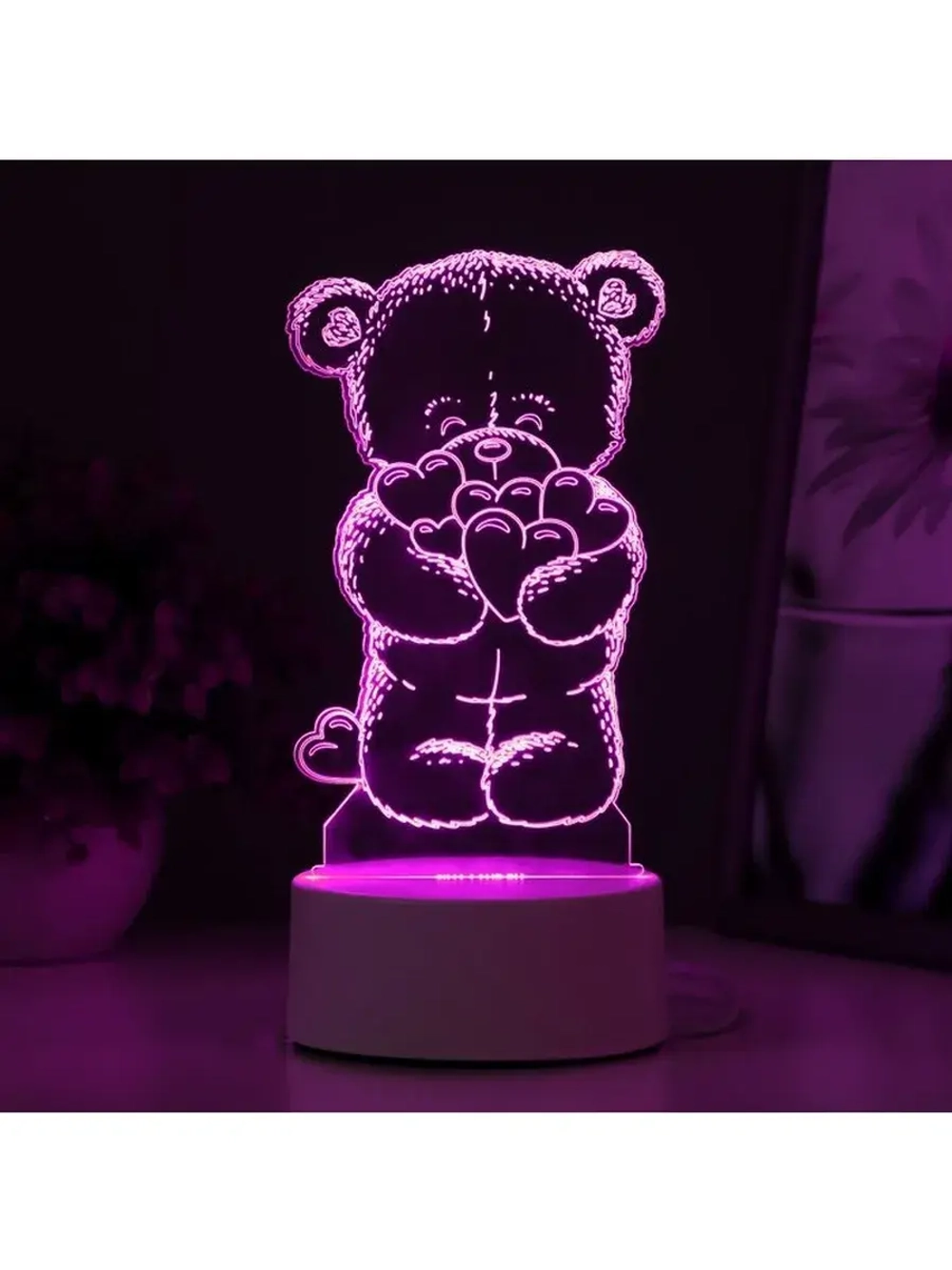 Светильник 3D ночник RISALUX «Мишутка», LED RGB, от сети, 9.