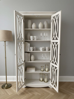 Шкаф витрина, 90х40х195, Вера, стеклянная, сервант, в гостиную и кухню, массив сосны, белый, Dipriz