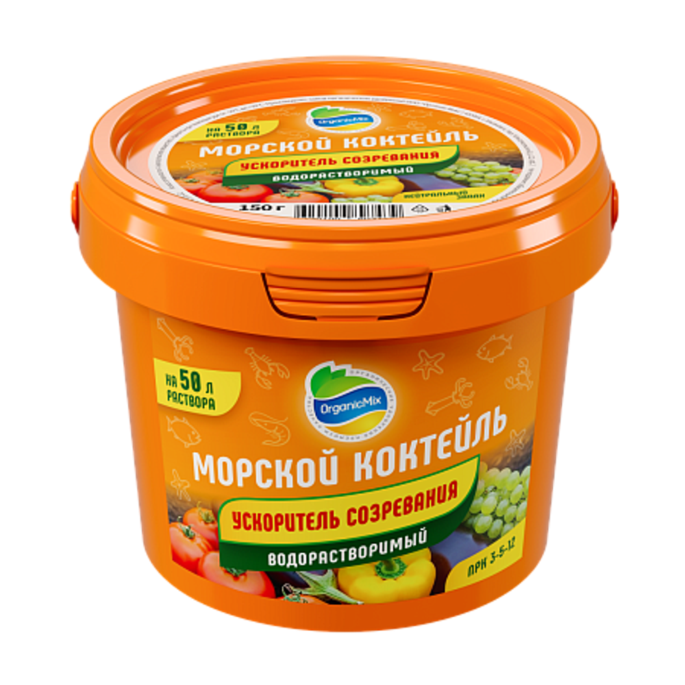 Морской коктейль (водорастворимый) для цветов - органическое удобрение 150 гр (ведро)