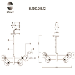 SL1500.203.12 Светильник подвесной ST-Luce Золотистый/Янтарный E14 12*40W