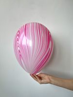 Q Шар 11" / 24 см, супер агат бело розовый Red White (БГ-16)