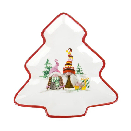 Блюдо сервировочное Dolomite Рождественские гномы, керамическое, 21 x 20 см
