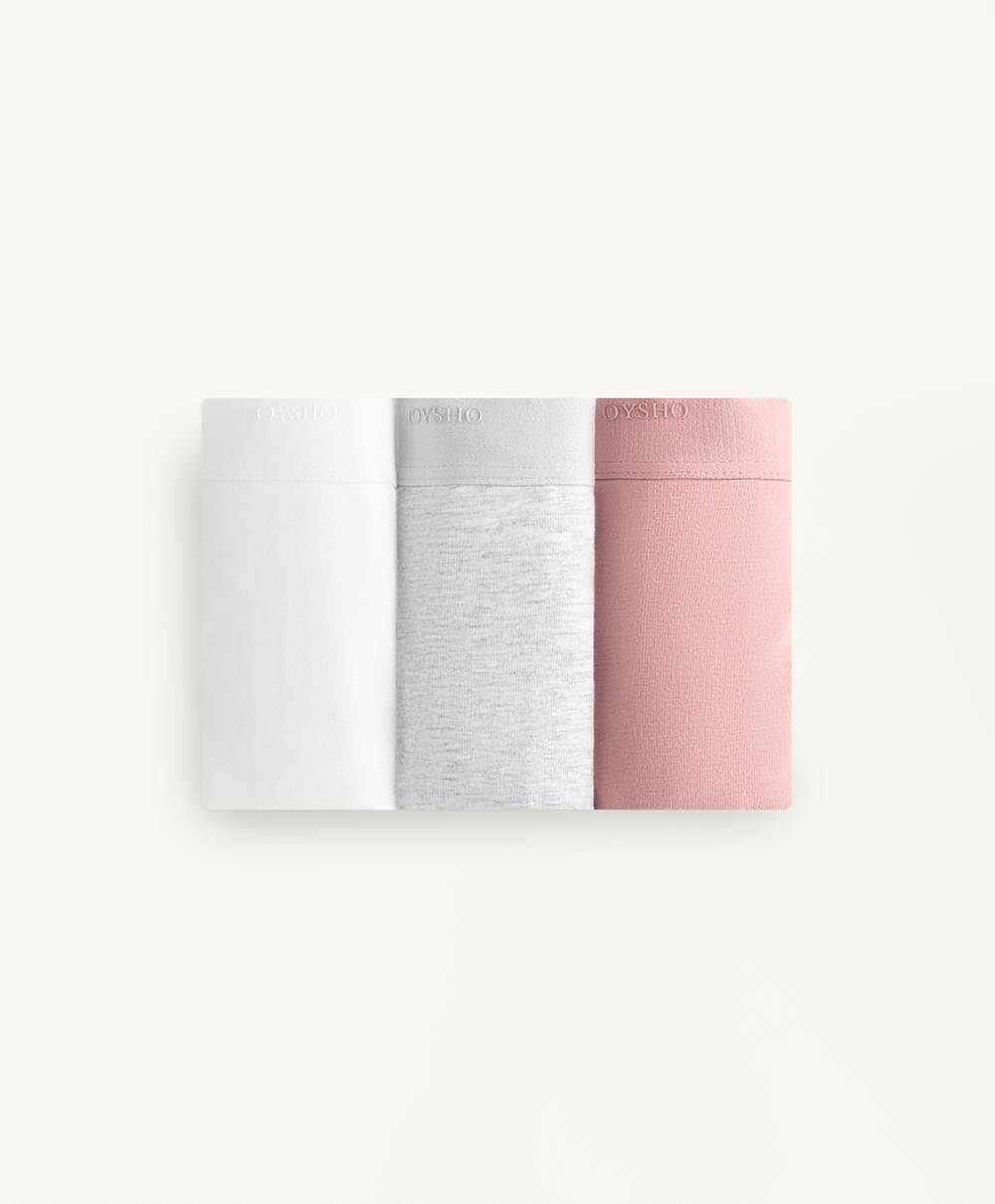 OYSHO Набор из 3 пар классических трусов из хлопковой смеси, пыльно-розовый