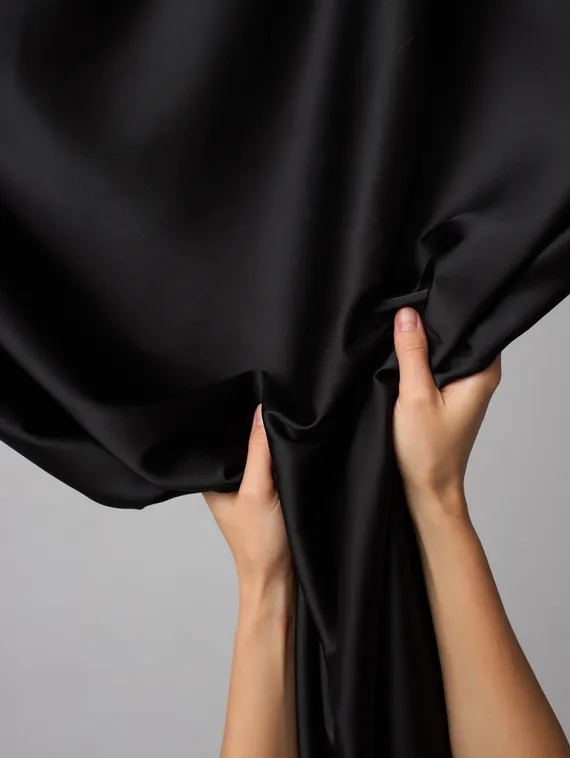 Шелк искусственный стрейч, арт. 2207, Китай, черный