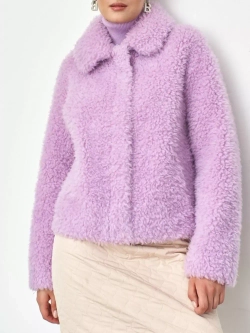 Шуба чебурашка тедди из шерсти, розовая, SilverFox