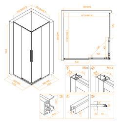 Душевой уголок RGW SV-31B (Прозрачное, 1000x1000)