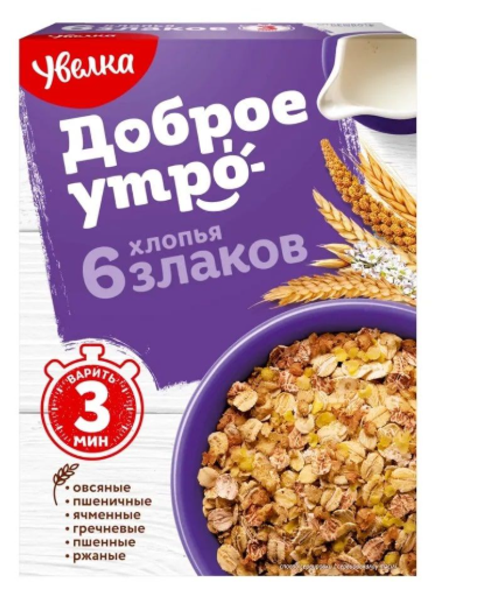 хлопья овсяные 6 злаков увелка 350г