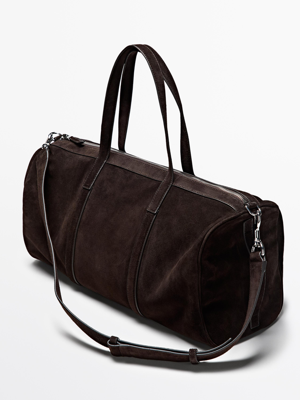 Massimo Dutti Дорожная сумка из замшевой кожи, коричневый