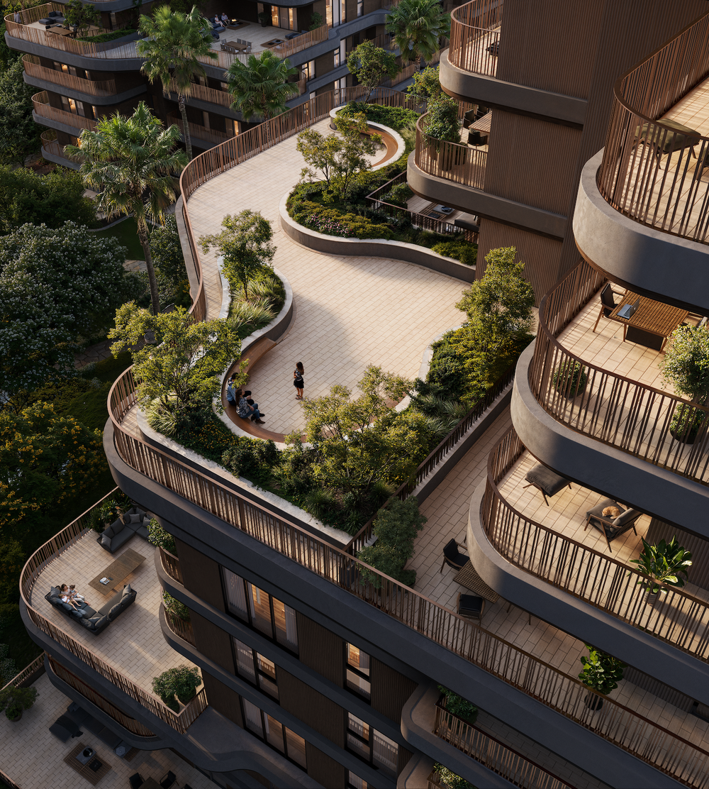 The Wilds Residences, Дубай - это уникальный проект, где современная жизнь переплетается с нетронутой природой. Комплекс расположен среди зелени, журчащих ручьев и живописных парков, природа интегрирована во все пространство жилого комплекса.