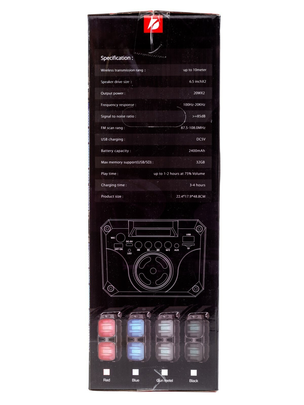 Портативная колонка KTS-1042 Bluetooth, с микрофоном для караоке, FM, MP3 и подсветкой