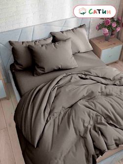 Постельное белье сатин Milky Garden "Зола" 2-спальное Наволочка 50х70 см 2 шт Простынь на резинке 160x200 см Пододеяльник 175x215 см