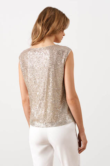 23017 Блузка женская (бежево-серебристый)
