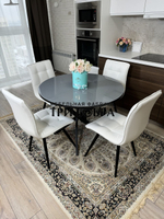 Круглый стеклянный раздвижной стол и стулья "ГУЧИ" белый