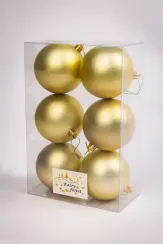 Набор пластиковых шаров Анет 80 мм., шампань матовый, 6 шт., ЕлкиТорг (150310)