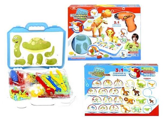 Волшебная головоломка конструктор-мозаика 3в1 3D + шуруповерт ST-990