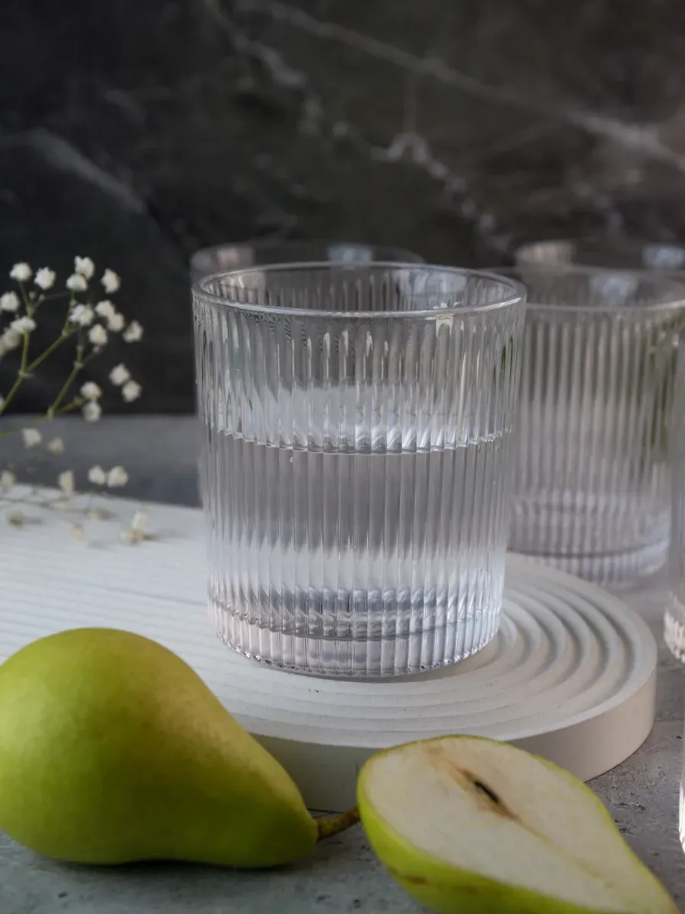 Набор ребристых бокалов для виски, 350 мл. 6 шт. Прозрачные