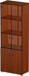 Стеллаж закрытый 4 двери ЛДСП + стекло