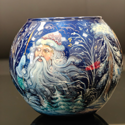 Вазочка с ручной росписью Палех "Морозко"