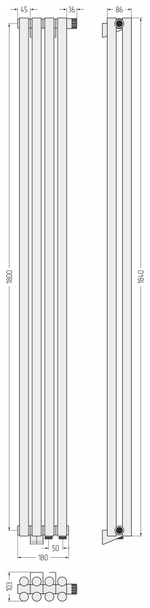 Сунержа Эстет-11 EU50 1800х180 4 секции