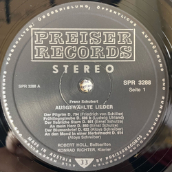 Винтажная виниловая пластинка LP Franz Schubert Шуберт, Robert Holl, Konrad Richter, Ausgewahlte Lieder (Австрия 1982)