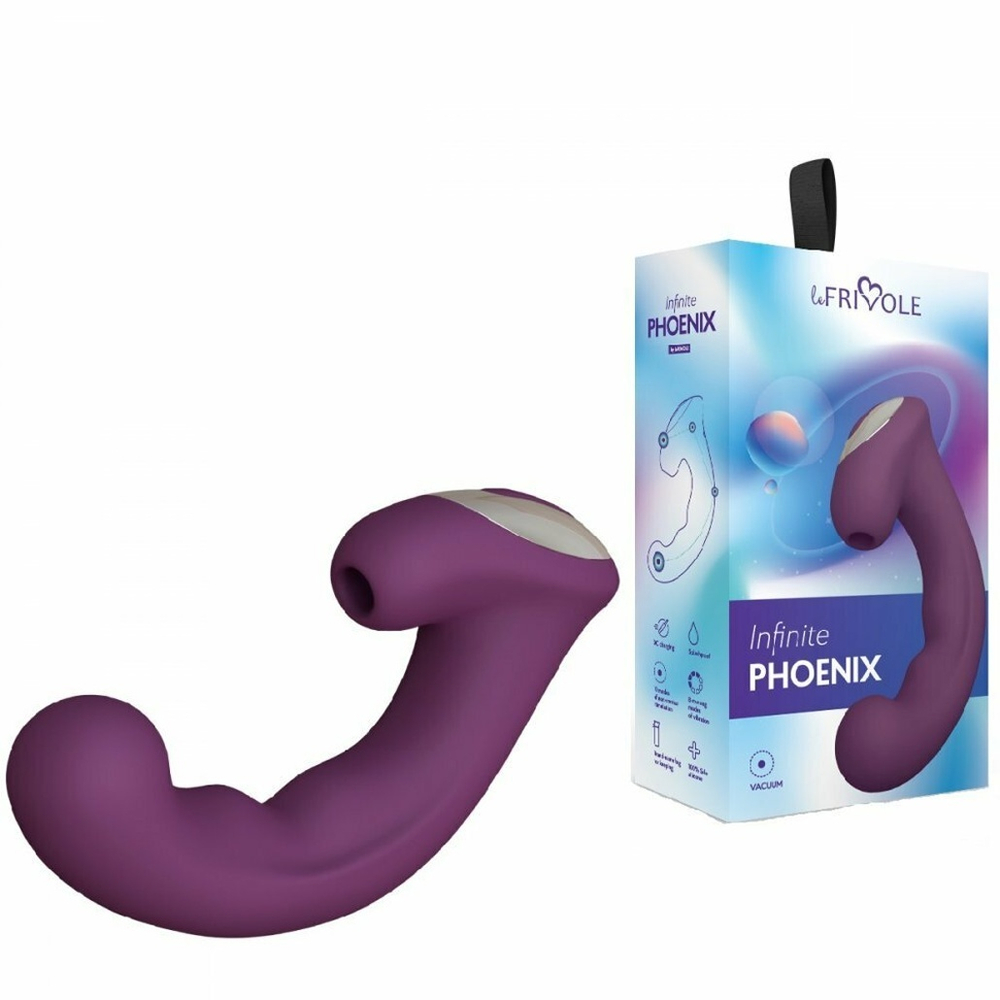 Вакуумный стимулятор клитора с вибратором Phoenix сливовый 18 см