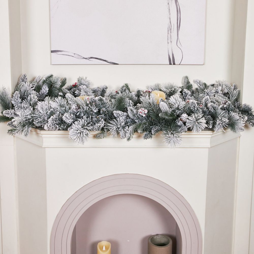 Хвойная гирлянда заснеженная "Glace" литая+пвх