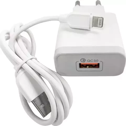 СЗУ Quick Charge с кабелем lightning 1USB 1.0А EMY MY-А301Q white