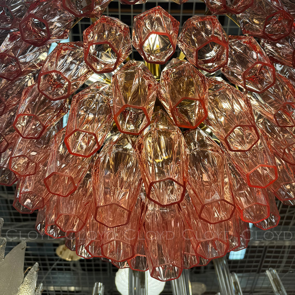 Люстра Cloyd CALCUTTA C6 / Ø60 см - латунь - розов.стекло (арт.11684)